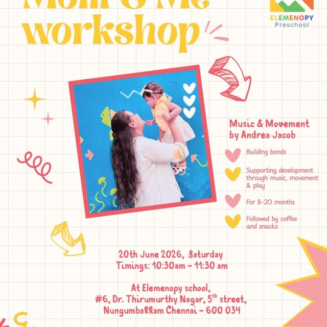 ✨ Mom & Me Workshop ✨

Join us on Saturday, 20th June | 10:30 AM – 11:30 AM for a special movement-based session designed for babies aged 8–20 months and their parents.

Led by Andrea Jacob, a specialist with over 22 years of experience, this workshop introduces little ones to foundational bodily skills through engaging movement, music, and connection. These early experiences play a powerful role in supporting holistic growth and development.

☕ Stay back after the session for coffee, snacks, and a chance to connect with other parents.

🎟 Early Bird Discount available until 17th June.

Limited spots available. DM us to register!

(Mom and me workshop, Chennai, infant development, movement class, Nungambakkam, Chennai preschools, Montessori)