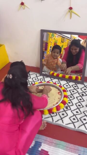 A tray of rice, a sprinkle of flowers, a mirror reflecting dreams and parents holding tiny hands a little tighter.

This is not just a ritual, it’s a memory etched for a lifetime.

Celebrating Vidyarambam 2026 with our Elemenopy family ❤️

(Vidyarambam, Montessori, early childhood, preschool, Nungambakkam, Vijayadashami, toddler, Chennai preschools, Chennai, activity based learning, best preschools, traditions, Elemenopy preschool)