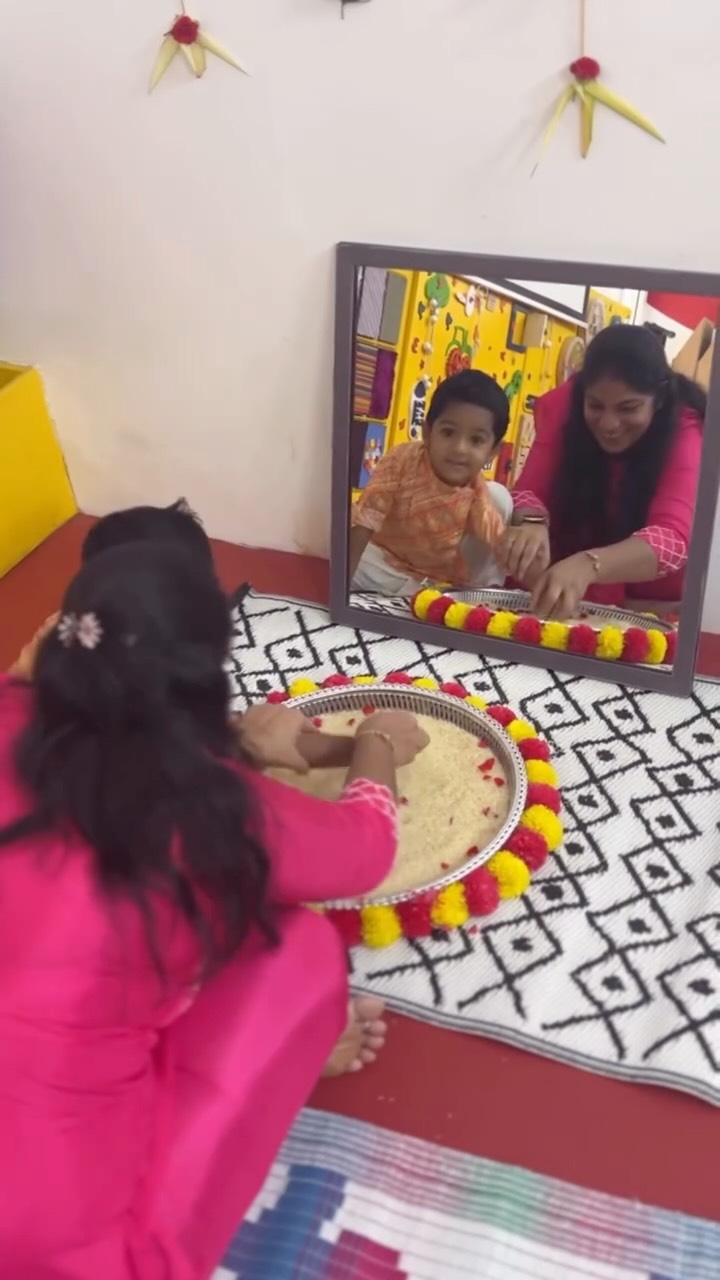 A tray of rice, a sprinkle of flowers, a mirror reflecting dreams and parents holding tiny hands a little tighter.

This is not just a ritual, it’s a memory etched for a lifetime.

Celebrating Vidyarambam 2026 with our Elemenopy family ❤️

(Vidyarambam, Montessori, early childhood, preschool, Nungambakkam, Vijayadashami, toddler, Chennai preschools, Chennai, activity based learning, best preschools, traditions, Elemenopy preschool)
